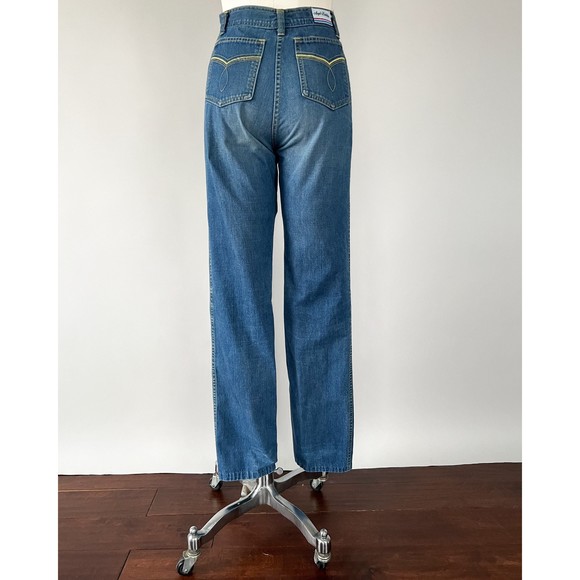 VTG 1980s Angel Britches Blue Cotton Denim High Rise Slim Straight Leg Jeans W25 - Picture 5 of 10